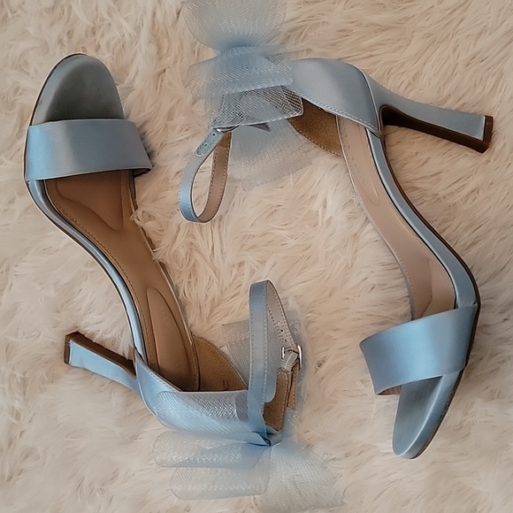 Kelly & Katie Nemira Satin Blue Ankle Strap Bow Sandal Heels Size 8.5 EUC - Picture 6 of 12